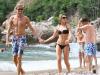 SANDY STROLL: The couple looked loved-up on the Monaco coast