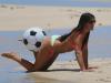 BALL CONTROL: Claudia combined her two loves – modelling and footie