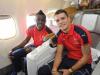 Joel Campbell and Granit Xhaka look excited