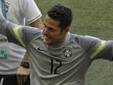  Julio Cesar cries tears of happiness after Brazil win over Chile 