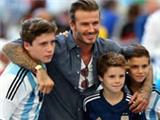  World Cup 2014 final: David Beckham spotted at the Maracana with his children all wearing Argentina shirts 