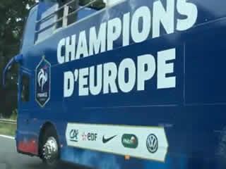  LES BLEUS BUS BACKFIRES Euro 2016 final: Cocky France victory bus spotted BEFORE Portugal upset host nation with shock win in Paris 