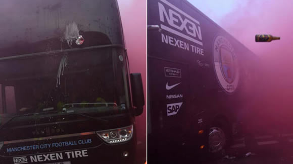 Manchester City bus pelted with bottles en route to Anfield