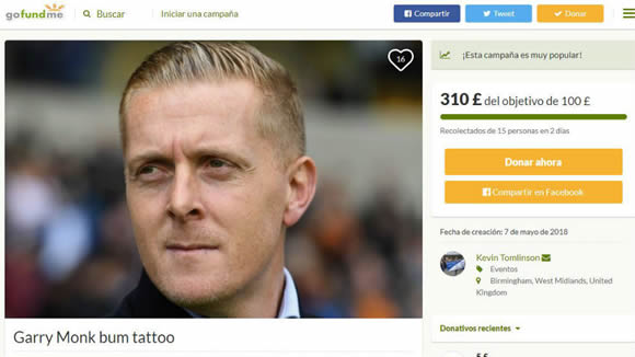 Fan promises to tattoo Garry Monk's face on his bottom... and Monk helps pay for it!
