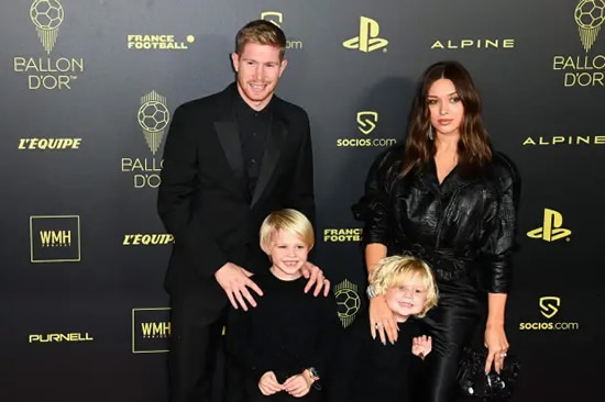 Man City stars Kevin de Bruyne and Ederson joined by stunning partners on glamorous red carpet ahead of Ballon d'Or bash