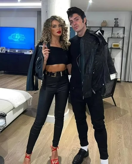 Jack Grealish and Sasha Attwood dress up as Grease's Danny and Sandy as pair don black leather jackets for Halloween