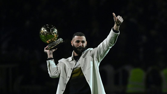 Return of the King! Benzema shows off Ballon d'Or trophy at hometown club Lyon
