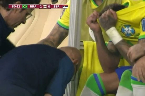 Neymar spotted 'crying' as fans fear injury threatens Brazil star's World Cup