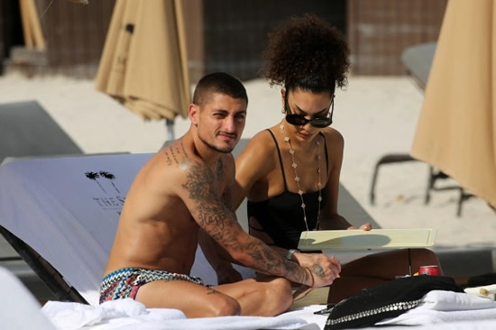Marco Verratti relaxes with model wife Jessica on beach in Miami as PSG star gets over Italy’s World Cup heartbreak