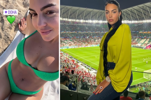 Georgina Rodriguez stuns in bikini on beach after watching Cristiano Ronaldo’s Portugal lose to South Korea at World Cup