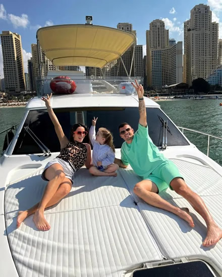 Arsenal star Granit Xhaka relaxes on yacht with wife and daughter as he relaxes in Dubai after World Cup exit