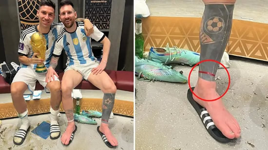 Lionel Messi wore lucky red ribbon on his left foot during World Cup final triumph