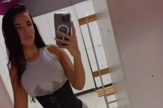 Ex-Miss Croatia shows off boob sweat as she returns to gym after World Cup departure