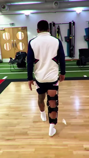 Gabriel Jesus struggle to walk in knee brace as Arsenal star posts injury update video in the gym