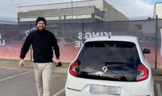 Gerard Pique hits back at Shakira's diss track as former Barcelona star turns up to work in a Twingo