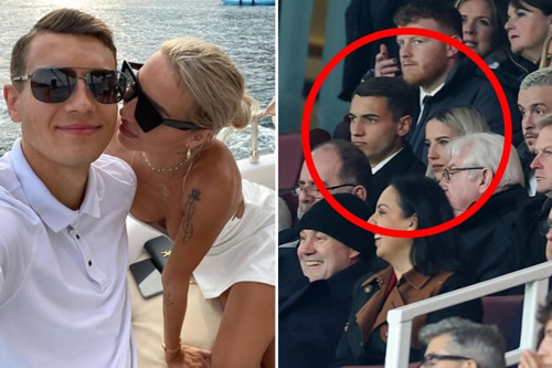 Arsenal transfer target Jakub Kiwior and ‘twerking partner’ seen in stands at Man Utd clash as he gets set to sign deal