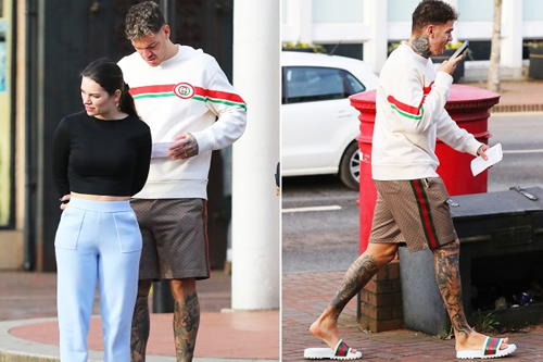 Man City star Ederson braves the cold in shorts as he strolls around Cheshire in £1,600 Gucci ensemble alongside Wag