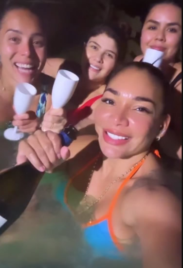 Rangers star Alfredo Morelos' Wag enjoys night-time hot tub booze-up in bikini as she parties on glam Scottish getaway