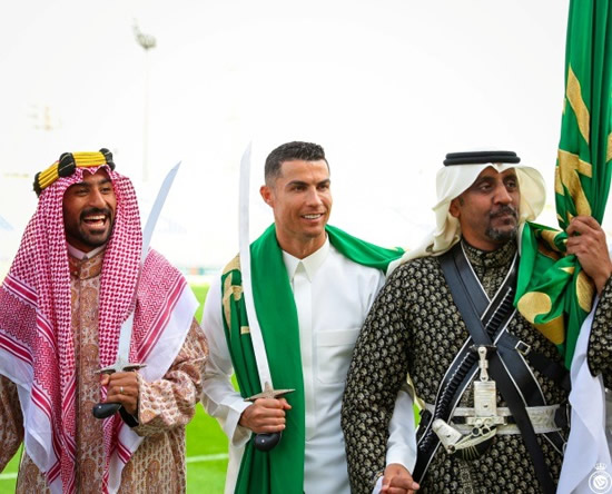 Cristiano Ronaldo wields sword and wears traditional dress as he joins in Saudi Founding Day celebrations with Al-Nassr