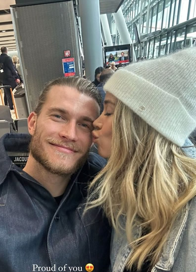 Stunning Wag Diletta Leotta consoles her man Karius with a kiss after jetting to Wembley for Carabao Cup final