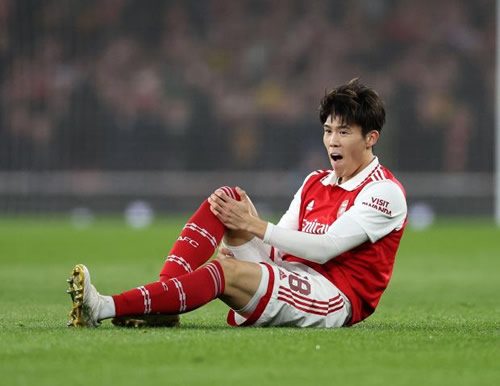 Arsenal defender Takehiro Tomiyasu ruled out for season with knee injury as Mikel Arteta’s men suffer big title blow