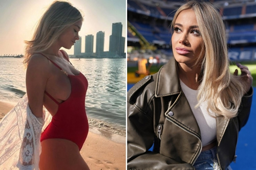 Pregnant Wag Diletta Leotta channels Pamela Anderson in red swimsuit as she shows off small bump on holiday