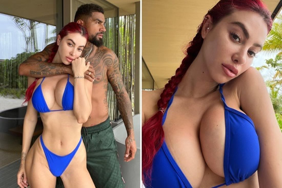 Tottenham flop Kevin-Prince Boateng and Wag Valentina branded 'hottest couple alive' as she straddles him in bikini