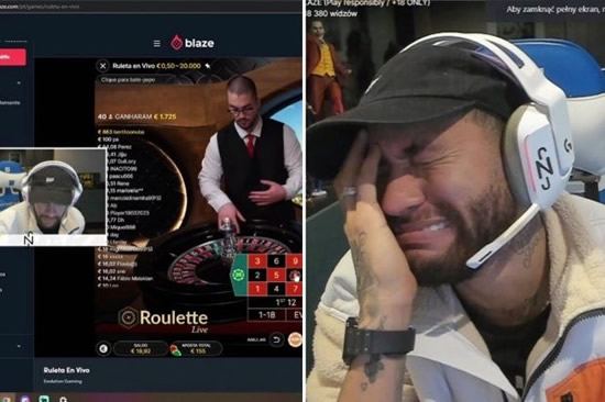 Neymar 'breaks down in tears on Twitch' after blowing £900,000 streaming online casino games