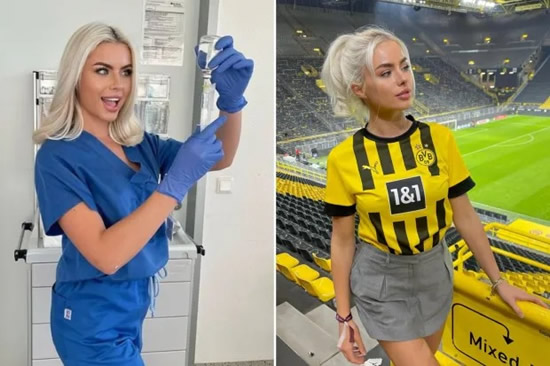 Dortmund's sexiest fan – who is nurse and lingerie model – offers special treatment to injured star player