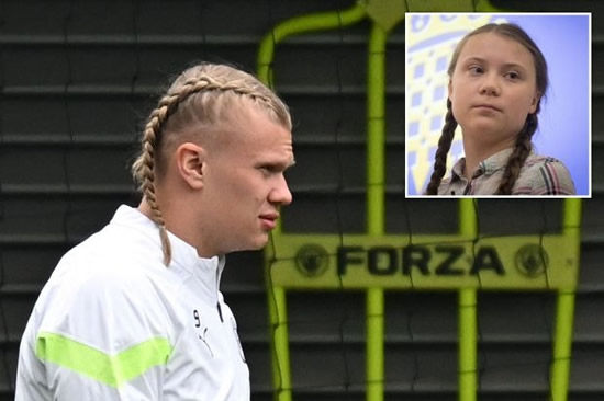 Erling Haaland shows off new hairdo but fans say he looks like a 'nine-year-old girl' and compare him to Greta Thunberg