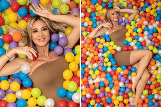 Pregnant Diletta Leotta called 'goddess' by flustered fans as she sprawls in skintight dress surrounded by balls