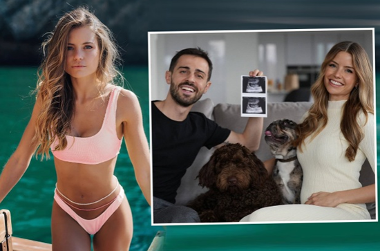Manchester City ace Bernardo Silva's model fiancée Ines Tomaz wows in sexy pale bikini after revealing she's pregnant