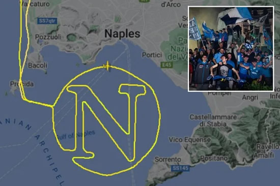 Napoli fan spotted on Flightradar after appearing to come up with incredible way to celebrate title above jubilant city