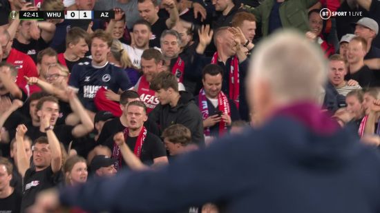 'DECENT SH*THOUSERY' Fans in hysterics as lone AZ Alkmaar fan spotted in West Ham away end wearing fierce rivals’ shirt