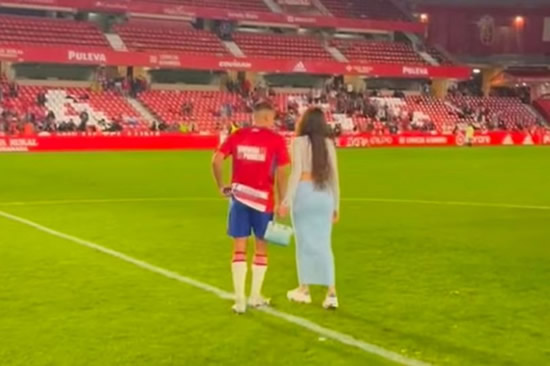 Footballer proposes to stunning WAG on the pitch after bagging promotion to La Liga