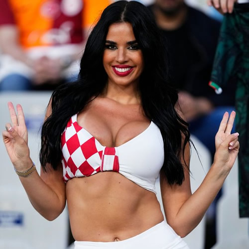 World Cup's sexiest fan returns for Champions League final in busty Croatian outfit