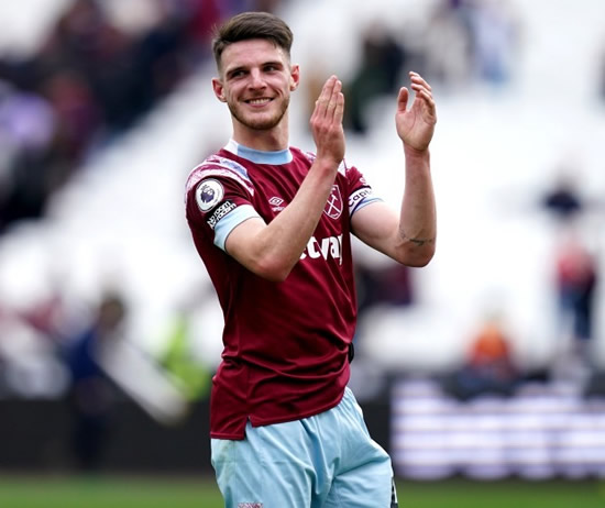 RICE FINALLY SERVED Declan Rice’s £105m transfer to Arsenal expected to be finalised on Monday with deal set to be struck on payment terms