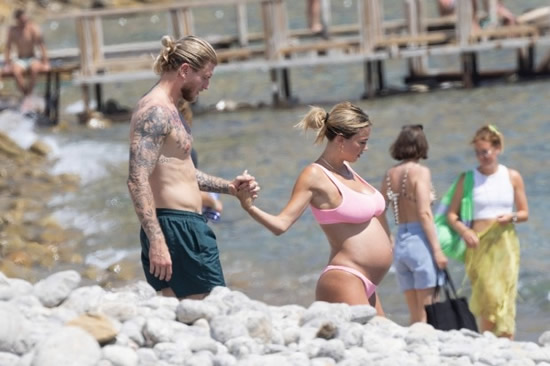 WHOLE LEOTTA LOVE Diletta Leotta shows off growing baby bump in bikini as she enjoys beach holiday with footballer boyfriend Loris Karius