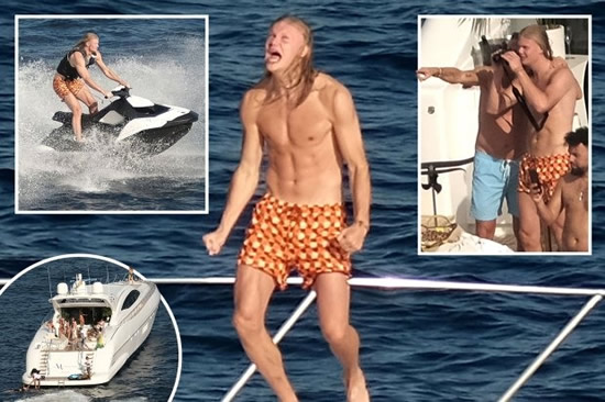 Man City star Erling Haaland unwinds on holiday in Ibiza with pals after record-breaking season