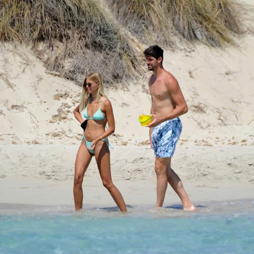 Thibaut Courtois’ stunning Wag Mishel Gerzig strips to baby blue bikini for incredible pics as they enjoy honeymoon