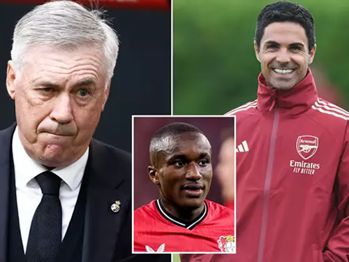 Carlo Ancelotti may help Arsenal pull off £50m deal for Bayer Leverkusen star Moussa Diaby
