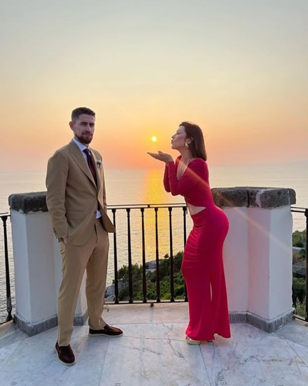 JOR THE ONE Watch Arsenal star Jorginho belt out Oasis track as he does karaoke with stunning Wag Catherine Harding on Italy holiday