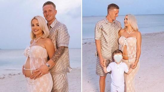 England star Jordan Pickford and Wag Megan announce they're expecting birth of second child in adorable snaps on beach