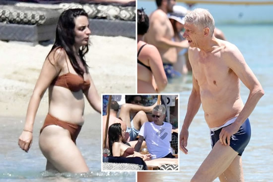 Legendary Arsenal boss Arsene Wenger, 73, relaxes on beach alongside bikini-clad beauties in Mykonos