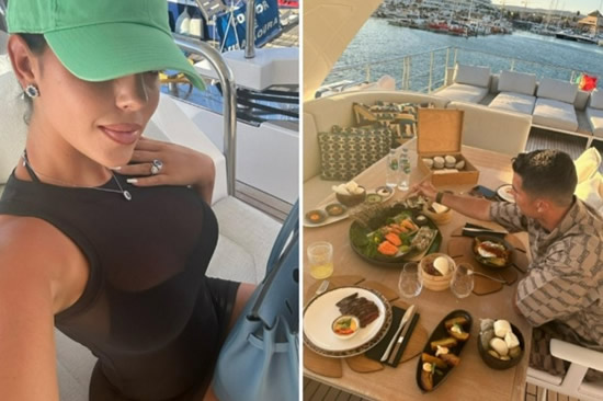 Busty Georgina Rodriguez stuns in see through dress on yacht with Cristiano Ronaldo as fans in awe of 'hottest parents'