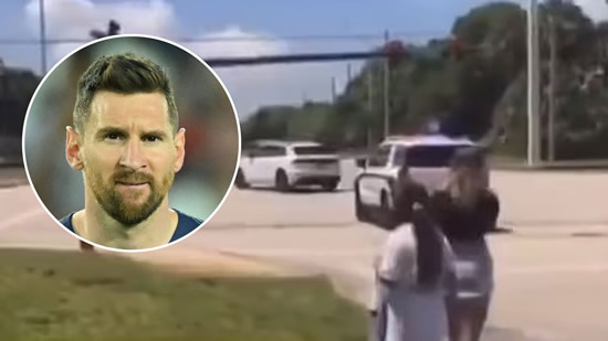 Watch Lionel Messi narrowly avoid huge crash after Inter Miami star's car skips red light while being escorted by cops