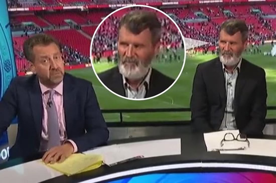 Roy Keane gives death stare to ITV presenter Mark Pougatch as Vieira moment is brought up after Arsenal win