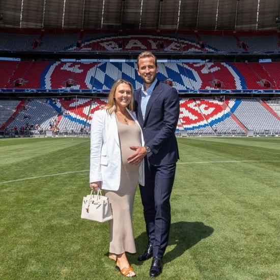 'WELCOME TO MUNICH' Harry Kane’s wife posts touching pics of family’s arrival in Germany as kids play on pitch and pose on Bayern team bus