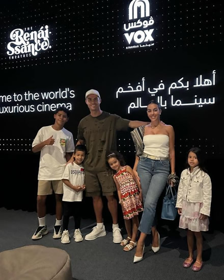 CINEMA DATE Stylish Georgina Rodriguez goes braless as she enjoys cinema trip with Cristiano Ronaldo and her family