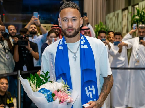 Neymar mobbed by fans after hologram of Brazil star's head lights up Saudi sky